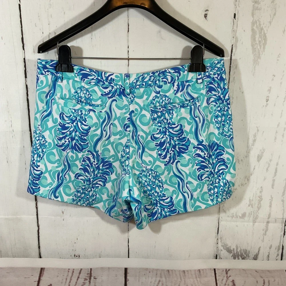 Lilly Pulitzer Callahan Shorts Womens 10‎ Blue Pineapple Print Tropical Preppy